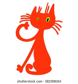 Red cat. Vector graphic art for design.