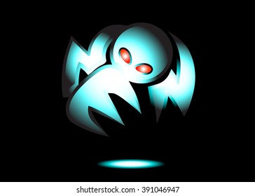 Red cat's eyes on the dark. EPS 10 vector illustration