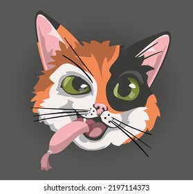 emoticono de la cabeza de los gatos rojos, ilustración del vector de salchicha de gato