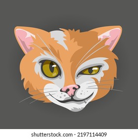 Red Cats head face emoticon vector illustration