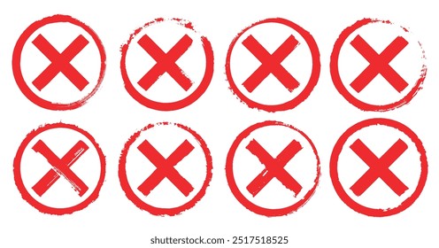 vermelho aviso aviso aviso aviso símbolo proibição, marca de cruz diagonal dentro de um círculo, pincel traça tinta de aquarela, parar, perigo.