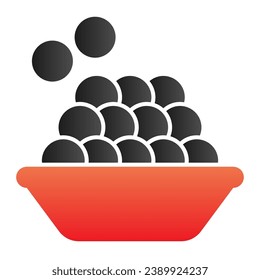 Rotes Kaviar-Flachsymbol. Schwarze Kaviarfarbensymbole aus dem Meer im trendigen, flachen Stil. Design für Meeresfrüchte-Farbverlauf-Stil, entwickelt für Web und App. EPS10