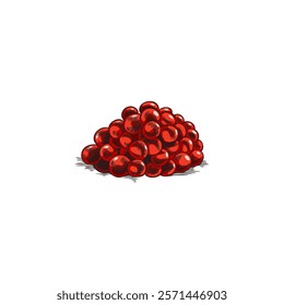 Red caviar heap vector hand drawn illustration. Sea food, natural delicacy product, healthy cook ingredient color sketch. Fresh roe pile from Salmon or trout fish isolated on white background