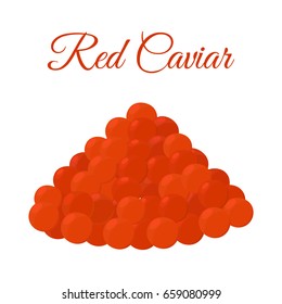 Red caviar, made in cartoon flat style. Elite russian sea food