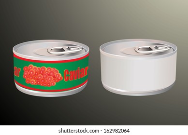 Red caviar in metal can 