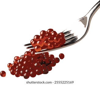 red caviar on a fork