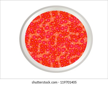 Red caviar Salmon roe from above