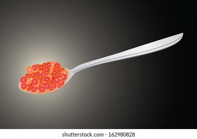 Red caviar in spoon