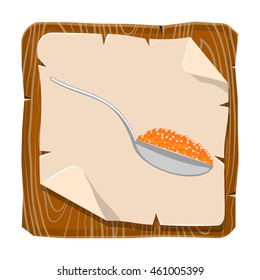 Red caviar in a spoon