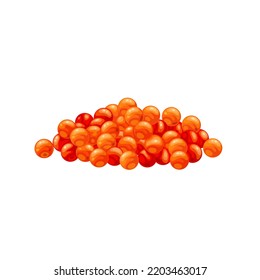 Red caviar vector illustration. Cartoon isolated pile of orange and golden roe eggs of salmon or sea trout, delicacy organic delicatessen ingredient for eating sandwich, salted gourmet delicious spawn