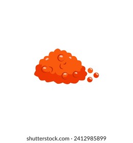 Red caviar vector illustration. Sea food, natural delicacy product, healthy cook ingredient. Fresh roe heap from Salmon, trout fish isolated on white background