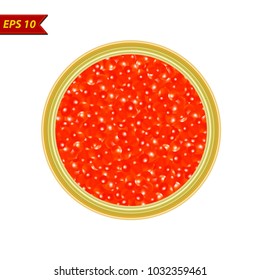 Red caviar in vector on white background.
