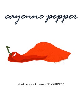 Red Cayenne Pepper And Chilli Powder Vector