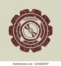 Red CD or DVD disc icon inside rubber grunge stamp