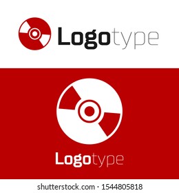 Red CD or DVD disk icon isolated on white background. Compact disc sign. Logo design template element. Vector Illustration