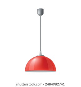 Red ceiling pendant lamp. Modern lamp shade for living spaces isolated on white background