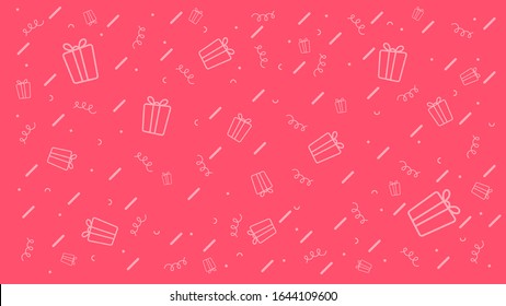El rojo celebra el fondo con cajas de regalo y líneas dinámicas. Ilustración vectorial.