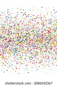 Red Celebrate Dot Illustration. Colorful Circle Decoration. Orange Star Background. Design Square Decoration. Green Color Confetti.