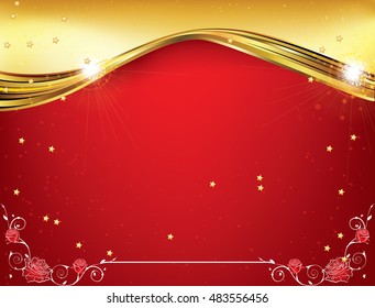 Red celebration background for any occasion: winter holidays, wedding invitations, post cards. Print colors used. Greeting card custom size. Copy space for your own text.
