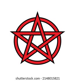 Icono del símbolo del pentáculo del nudo celta rojo. Imagen de cliente aislada en fondo blanco