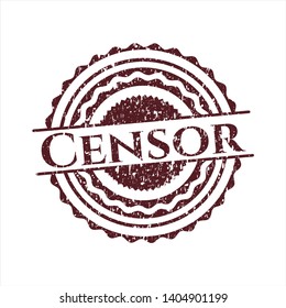 Red Censor distressed rubber grunge seal