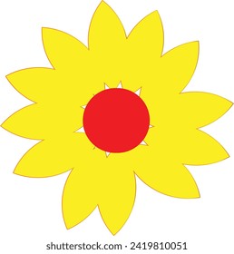 A red centre and yellow leaf flower