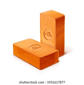 ladrillo rojo de cerámica. Material para la construcción, aislado sobre fondo blanco. Ilustración vectorial Eps10.