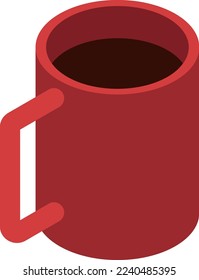 Red ceramic cup isometric icon. Hot drink
