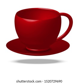 red ceramic cup on a white background,vector