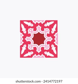 Vector de adorno de baldosas de cerámica roja