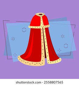 Red ceremonial robes vector illustration. King, emperor, cardinal. Monarchy attributes concept. Vector illustration can be used for topics like monarchy, Catholicism, history