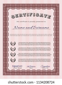 Red Certificate of achievement. With background. Customizable, Easy to edit and change colors. Excellent design. 