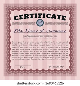 Red Certificate of achievement. With background. Customizable, Easy to edit and change colors. Money Pattern design. 