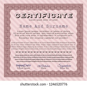 Red Certificate of achievement. With background. Vector illustration. Superior design. 