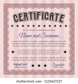 Red Certificate of achievement. With complex background. Vector illustration. Beauty design. 