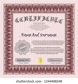 Red Certificate of achievement. With complex background. Superior design. Customizable, Easy to edit and change colors. 