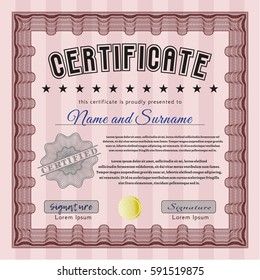 Red Certificate of achievement. Complex background. Customizable, Easy to edit and change colors. Artistry design. 