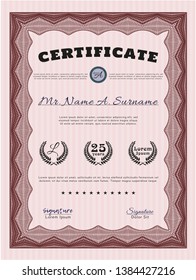 Red Certificate of achievement. Cordial design. Complex background. Customizable, Easy to edit and change colors. 