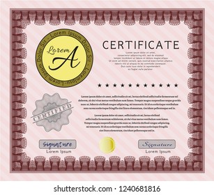 Red Certificate of achievement. Customizable, Easy to edit and change colors. Printer friendly. Money style design. 