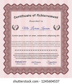 Red Certificate of achievement. Customizable, Easy to edit and change colors. Easy to print. Money Pattern. 