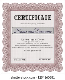 Red Certificate of achievement. Customizable, Easy to edit and change colors. Complex background. Lovely design. 