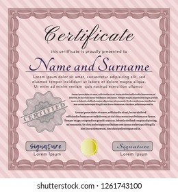 Red Certificate of achievement. Customizable, Easy to edit and change colors. With complex background. Elegant design. 