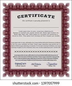 Red Certificate of achievement. Customizable, Easy to edit and change colors. Printer friendly. Beauty design. 