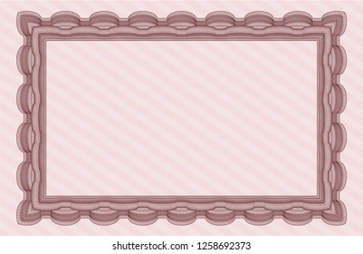 Red Certificate of achievement. Detailed. Complex background. Lovely design. 