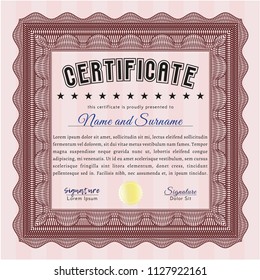 Red Certificate of achievement. Detailed. Printer friendly. Money style design. 