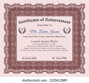 Red Certificate of achievement. Detailed. Printer friendly. Excellent design. 