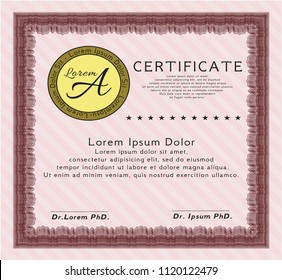 Red Certificate of achievement. Easy to print. Vector illustration. Beauty design. 