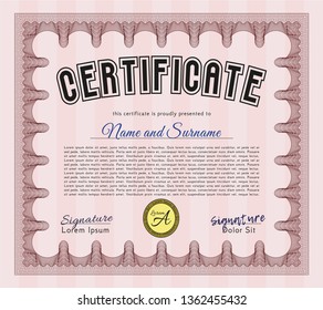 Red Certificate of achievement. Good design. With great quality guilloche pattern. Customizable, Easy to edit and change colors. 