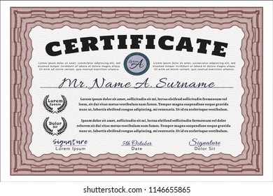 Red Certificate of achievement. With linear background. Good design. Customizable, Easy to edit and change colors. 