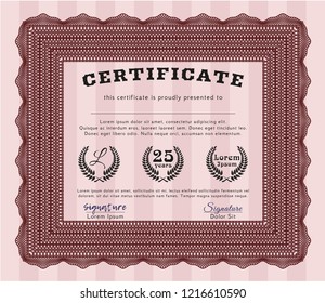 Red Certificate of achievement. With linear background. Perfect design. Customizable, Easy to edit and change colors. 